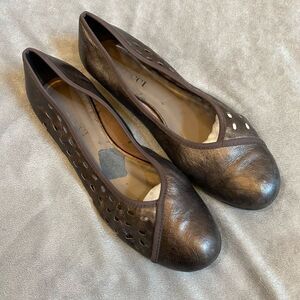 Vintage Sesto Meucci Bronze Metallic Leather Flats Women Size 9